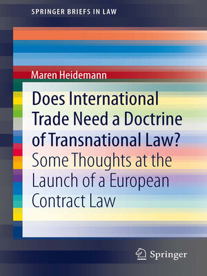 cover image of Does International Trade Need a Doctrine of Transnational Law?